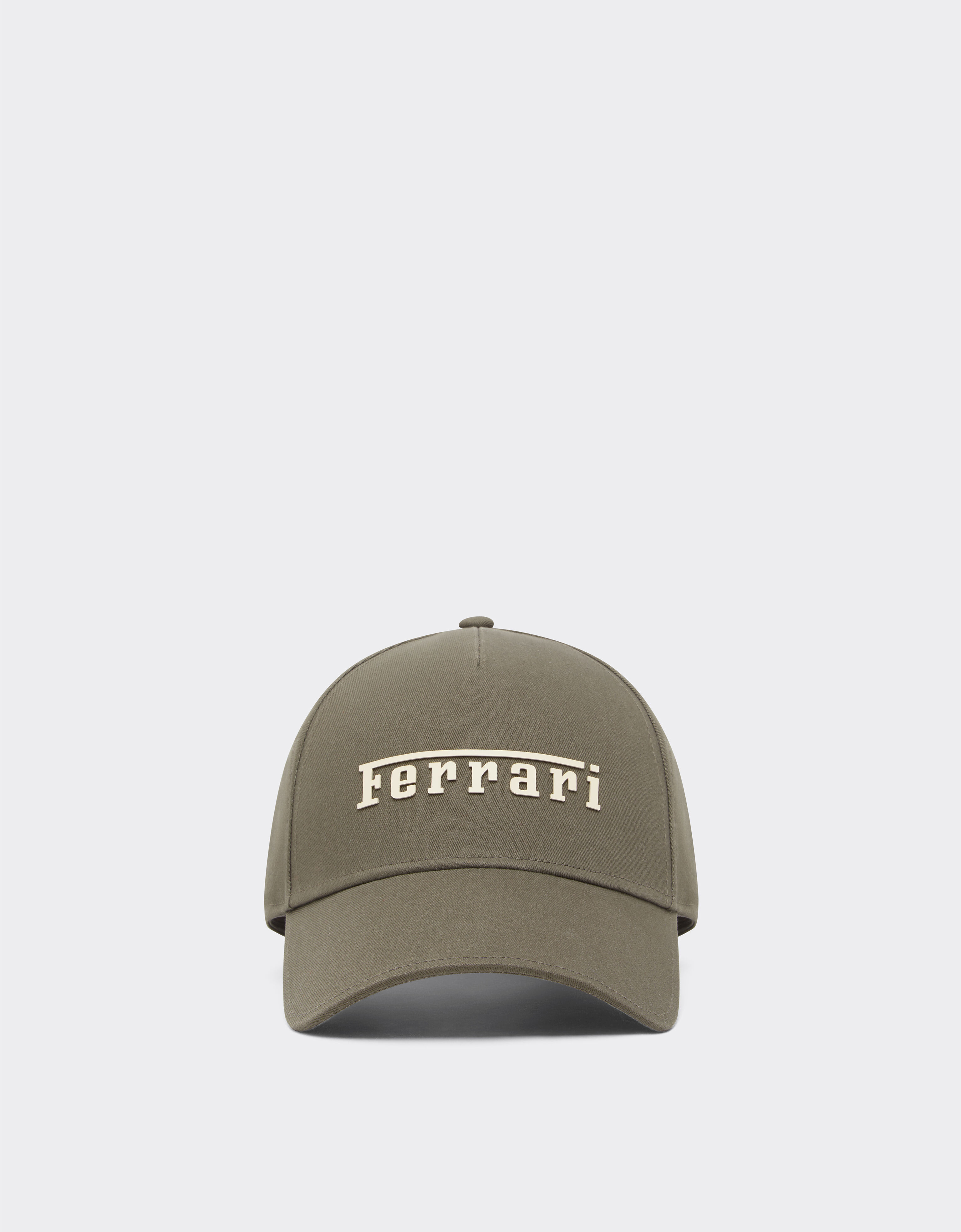 Ferrari Baseball cap with rubberized Ferrari logo Khaki Green 20403f