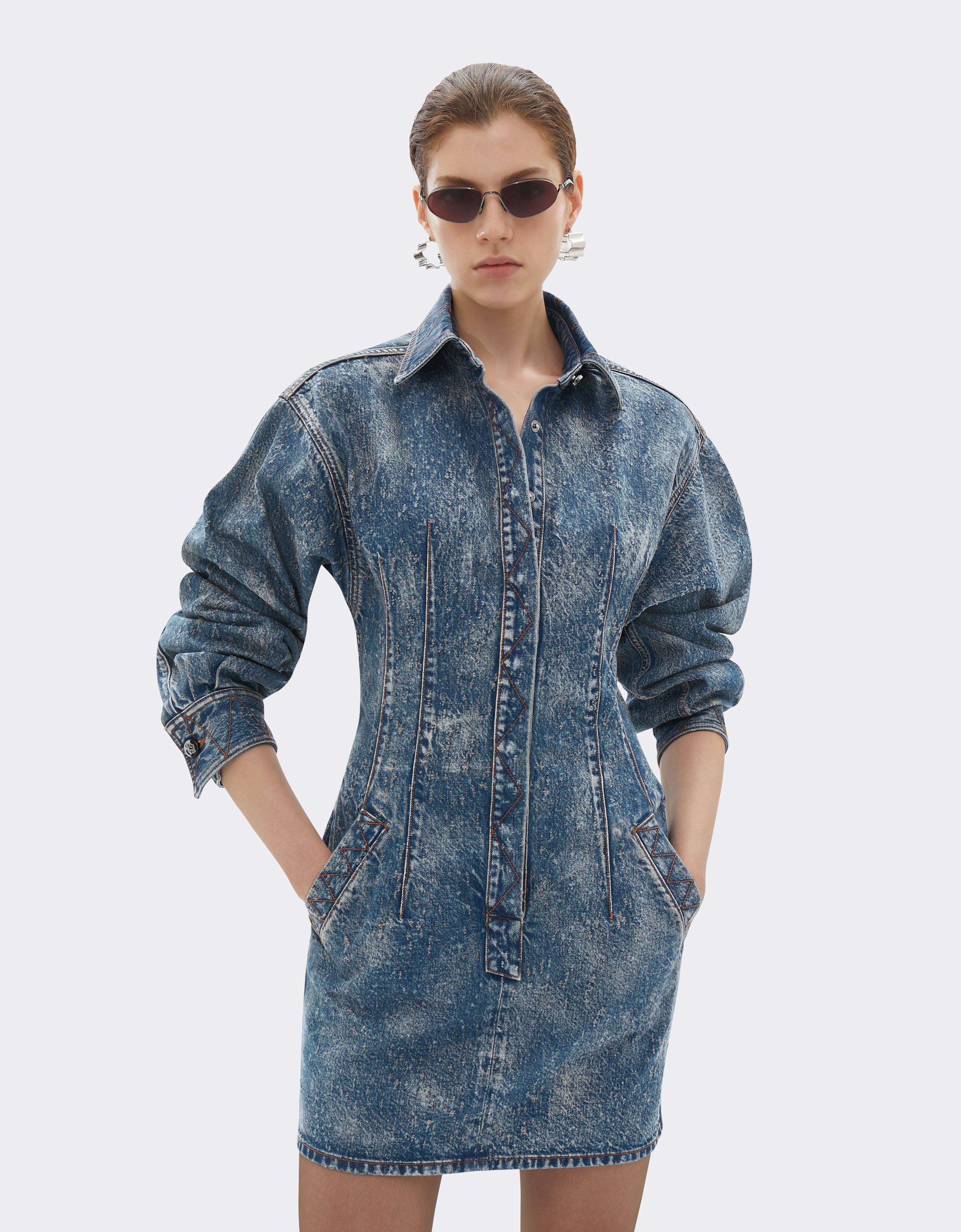 Ferrari Dress in needled and washed denim Denim 22504f