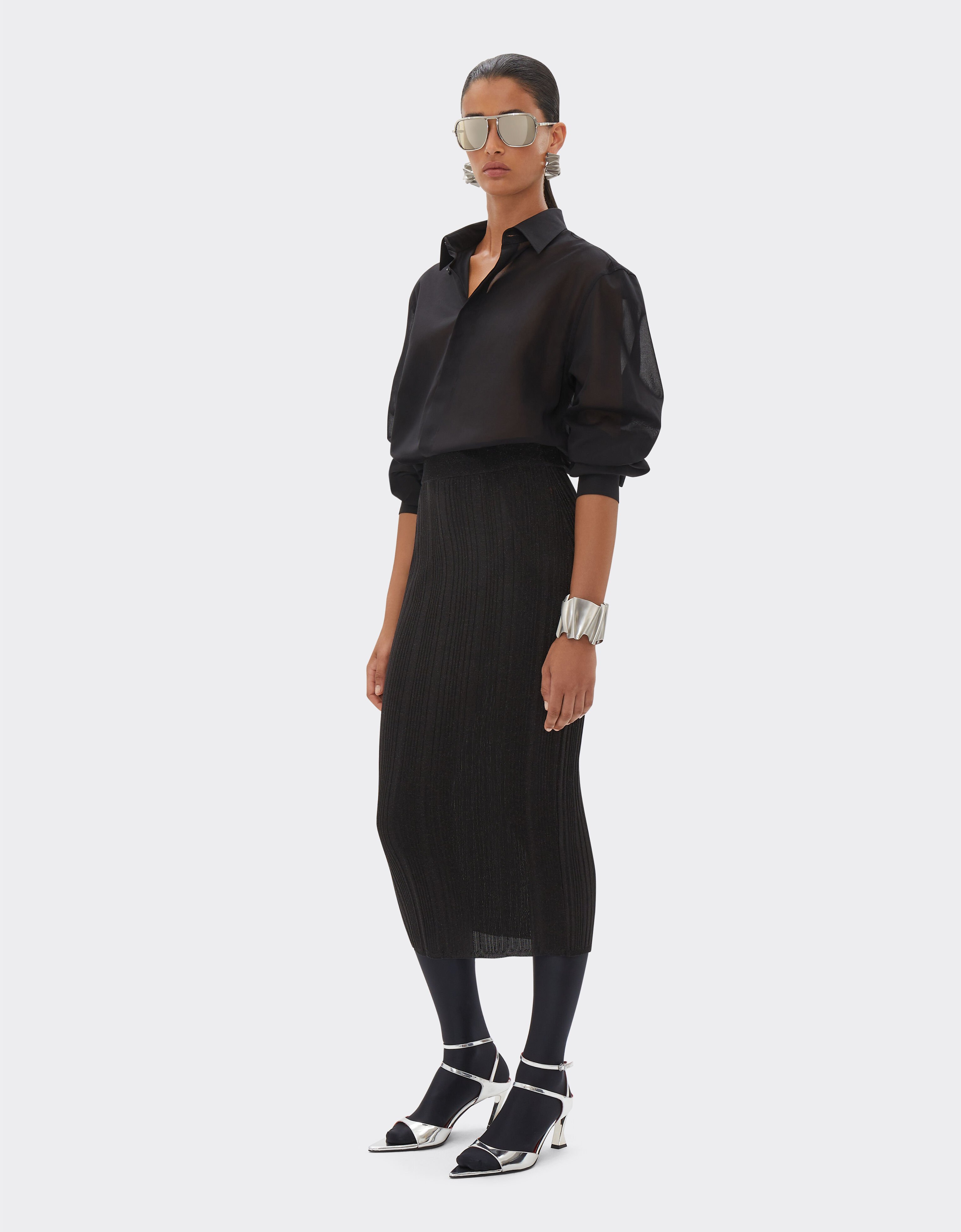 Ferrari Viscose and lurex pencil skirt Black 21665f