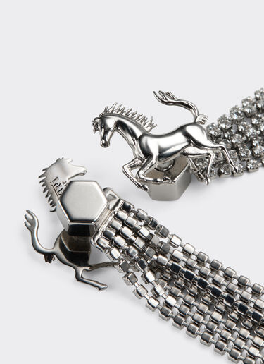 Ferrari Earrings with rhinestones Polished Chrome 50182f