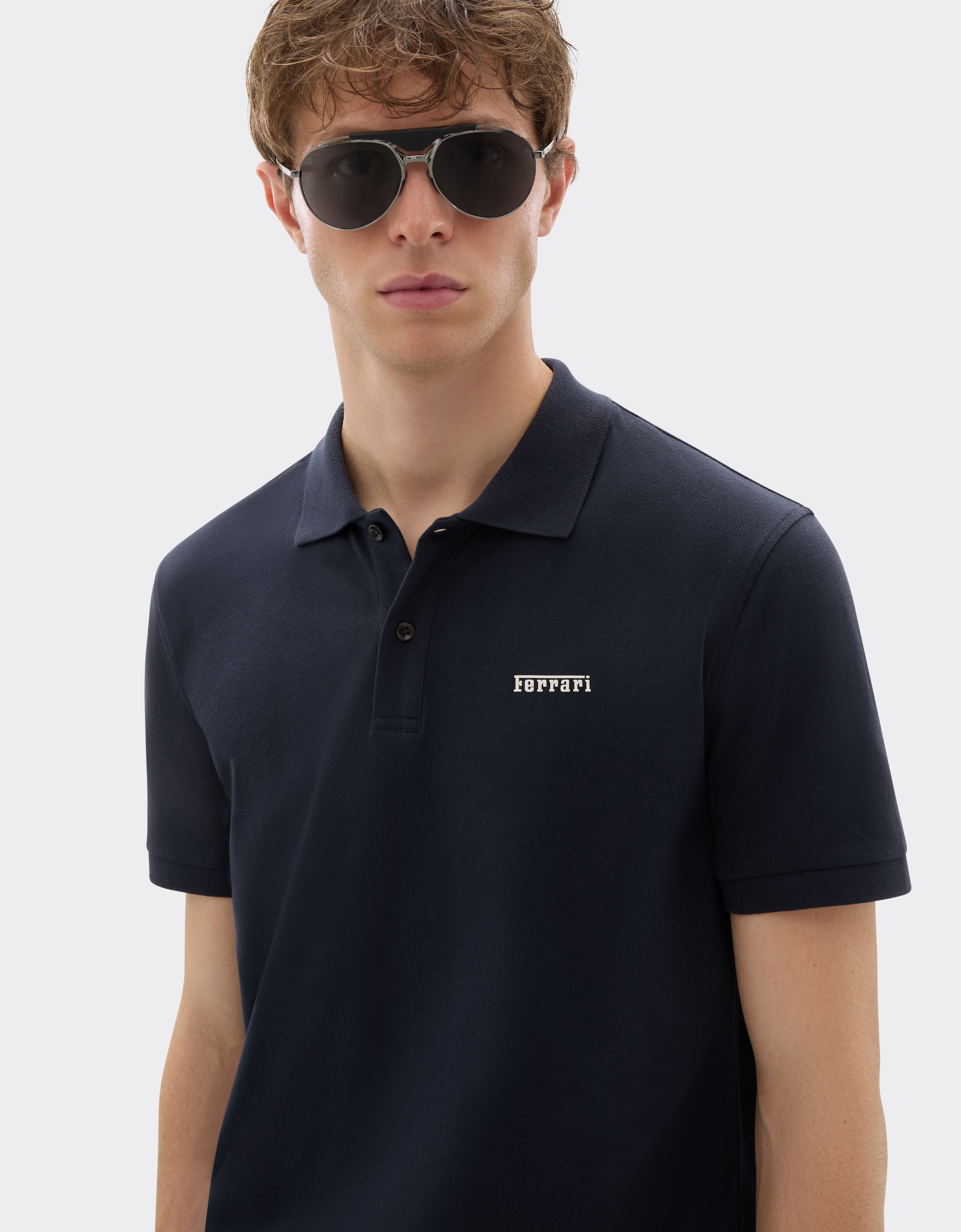 Ferrari Cotton polo shirt with Ferrari logo Navy 21277f