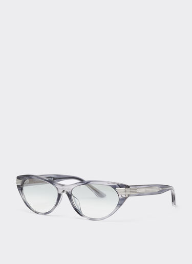 Ferrari Gafas de sol de acetato azul a rayas con lentes espejadas en degradado gris Azul escocés LA0EZf