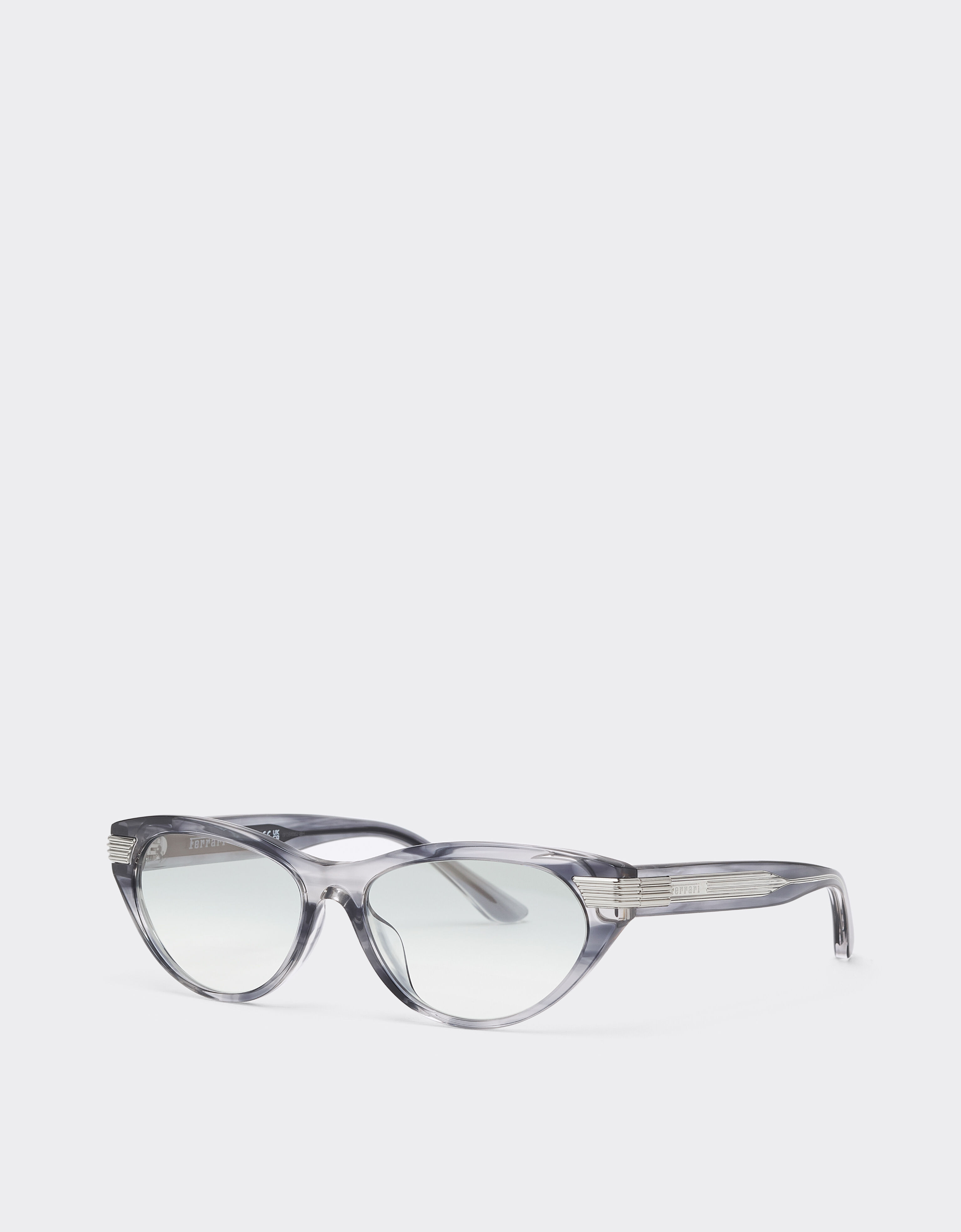 Ferrari Gafas de sol de acetato azul a rayas con lentes espejadas en degradado gris Azul escocés LA0EZf