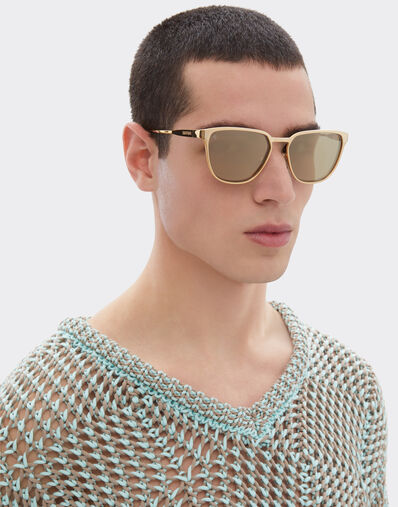 Ferrari Ferrari sunglasses in gold-colored metal with gold mirrored lenses Oro LA0LCf