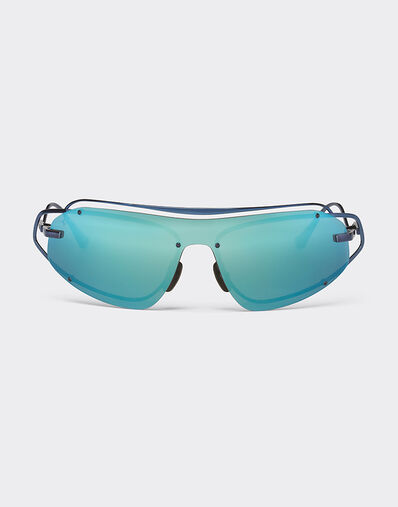 Ferrari Ferrari sunglasses in blue titanium with mirror light blue shield Blu Scozia LA02Zf