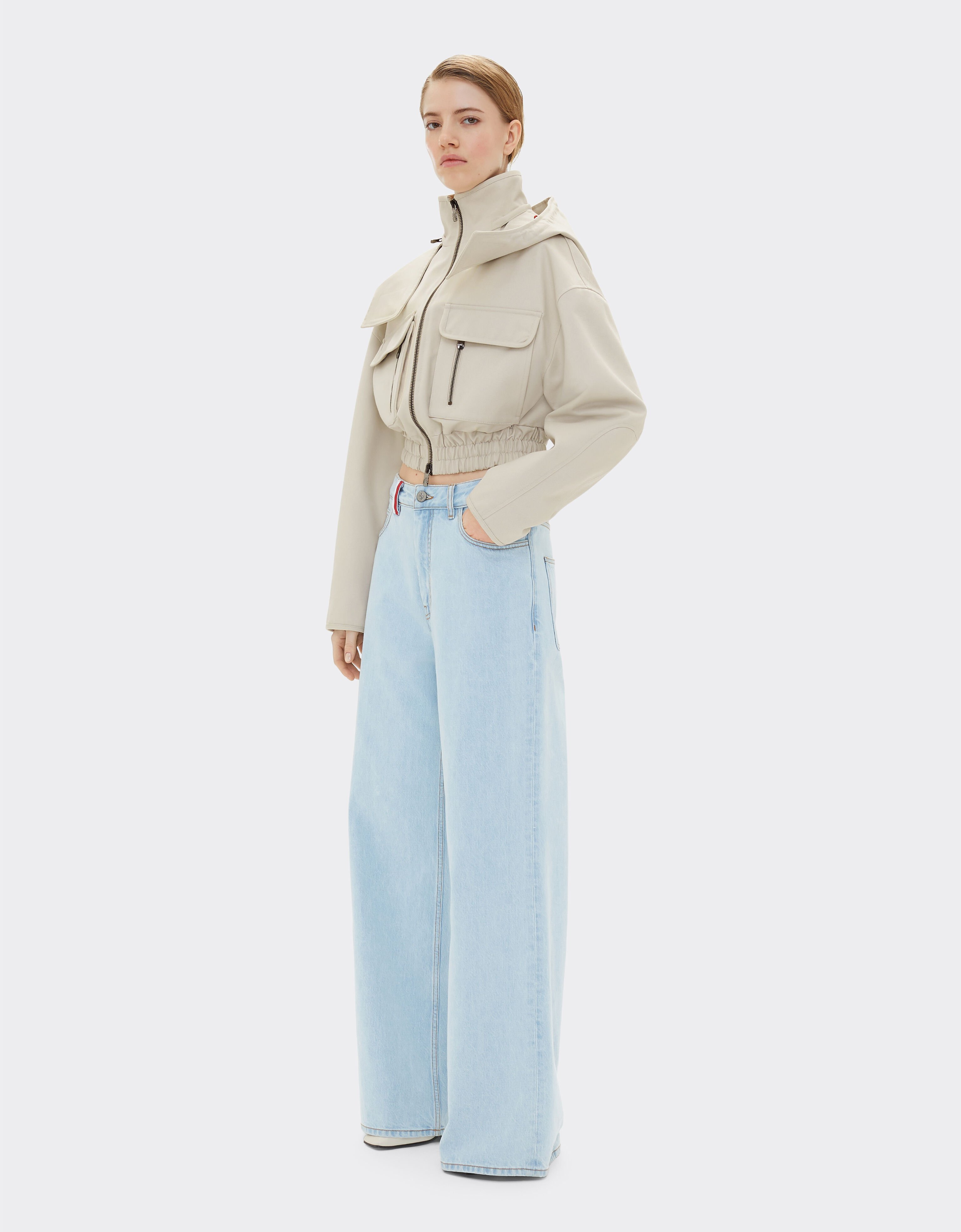 Ferrari Ferrari x Charles Leclerc cropped gabardine parka Ecru 22768f
