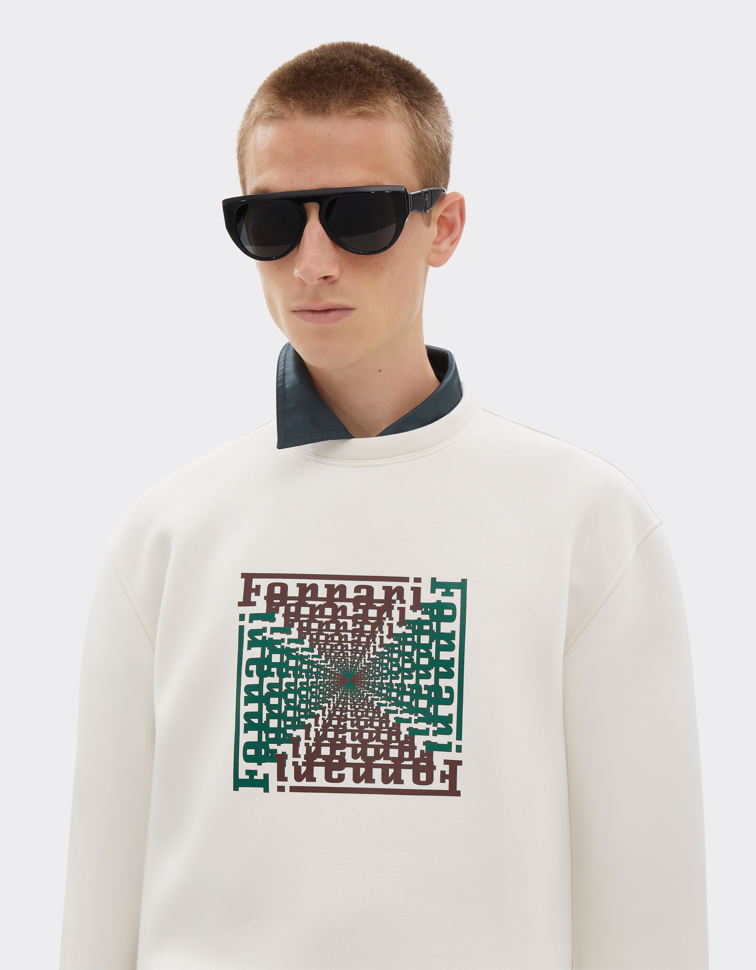 Ferrari Scuba sweatshirt with Ferrari Cube print Ivory 21358f