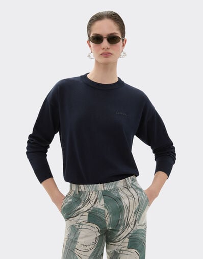 Ferrari Cotton and silk long sleeve sweater Navy 48370f