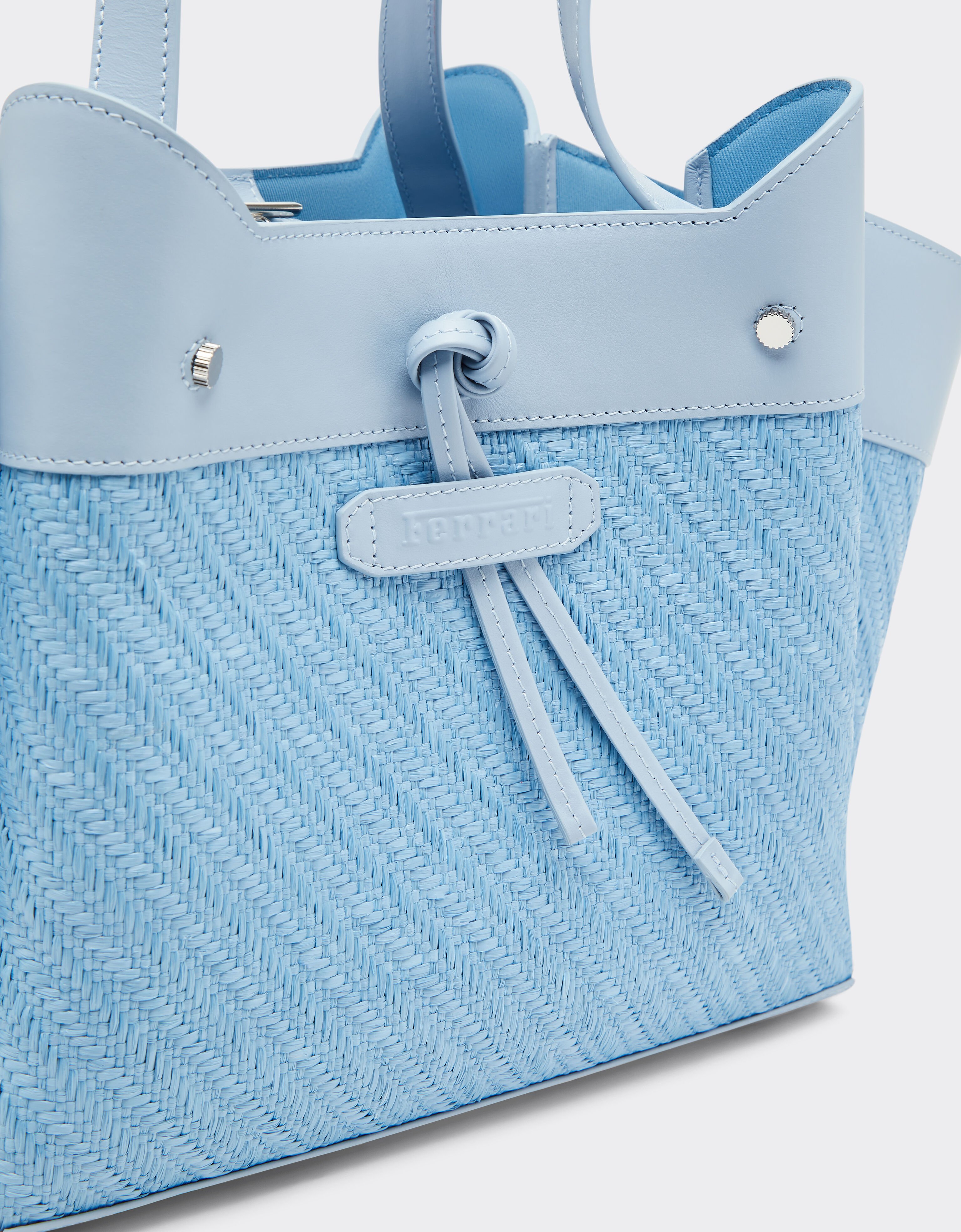 Ferrari Tote bag Ferrari piccola in rafia e pelle Blu Acciaio 49111f