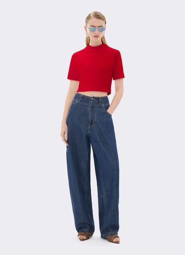 Top de bouclé en mezcla de algodón Ferrari Top de bouclé en mezcla de algodón Rosso Magma CJWTH0020JCO0054f