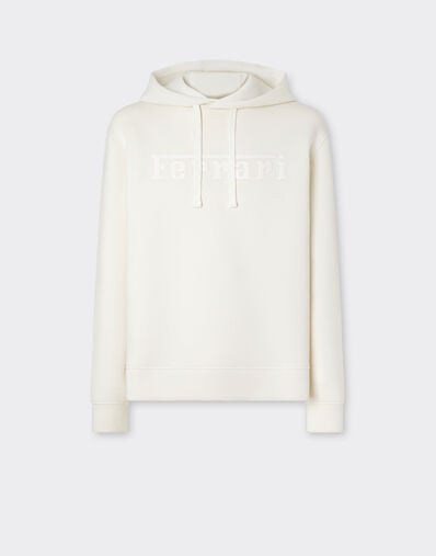 Ferrari Hooded sweatshirt in scuba Ivory 49280f