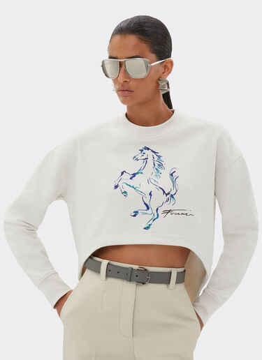 Ferrari Sweatshirt with Prancing Horse graphic Ecru 22058f