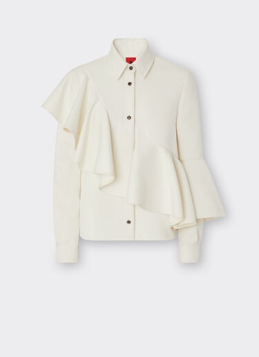 Ferrari Duchesse twill shirt with ruffles Ivory 20997f