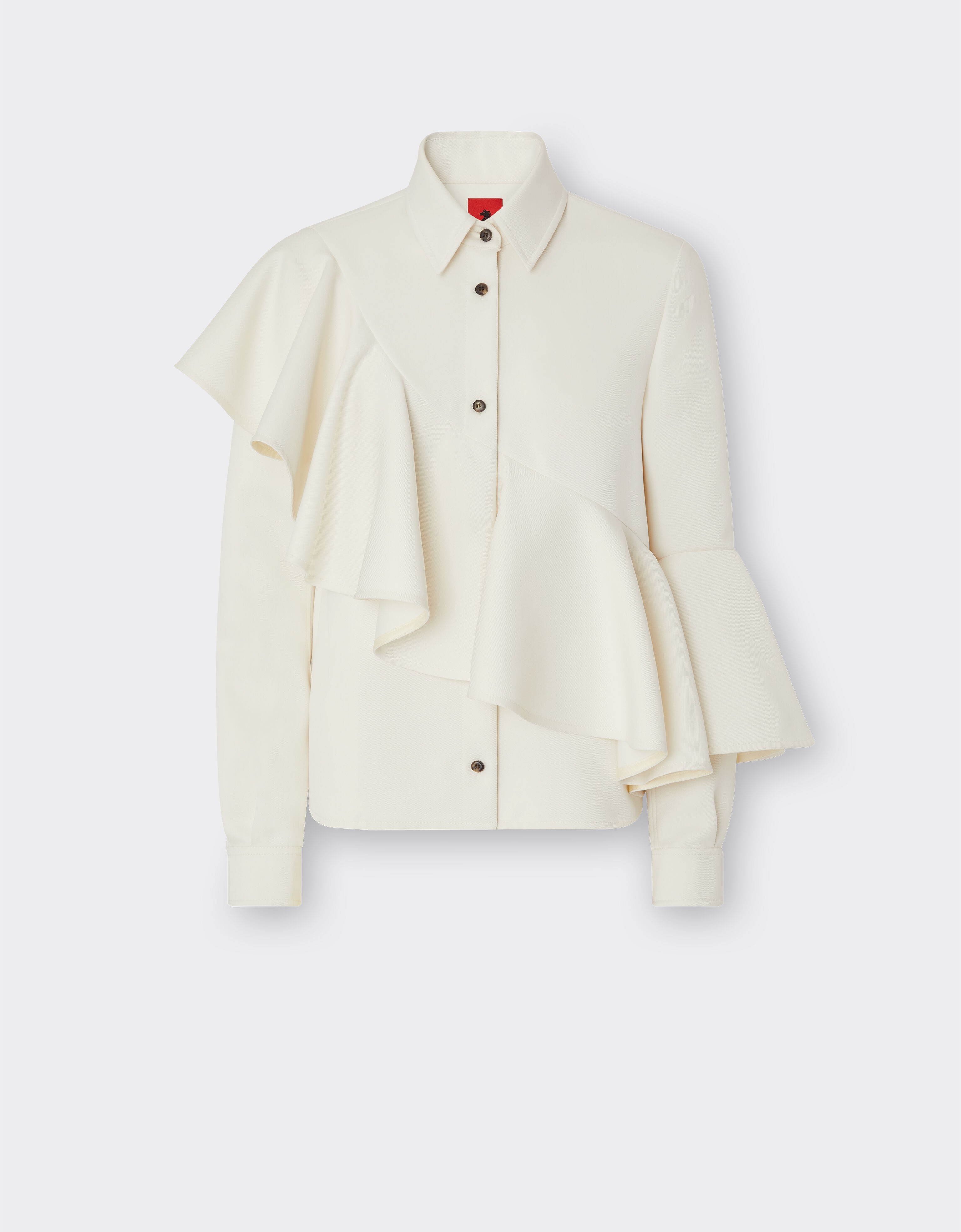 Ferrari Duchesse twill shirt with ruffles Ivory 20997f