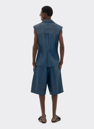Ferrari Bermuda shorts in semi-gloss nappa leather Peacock 22459f