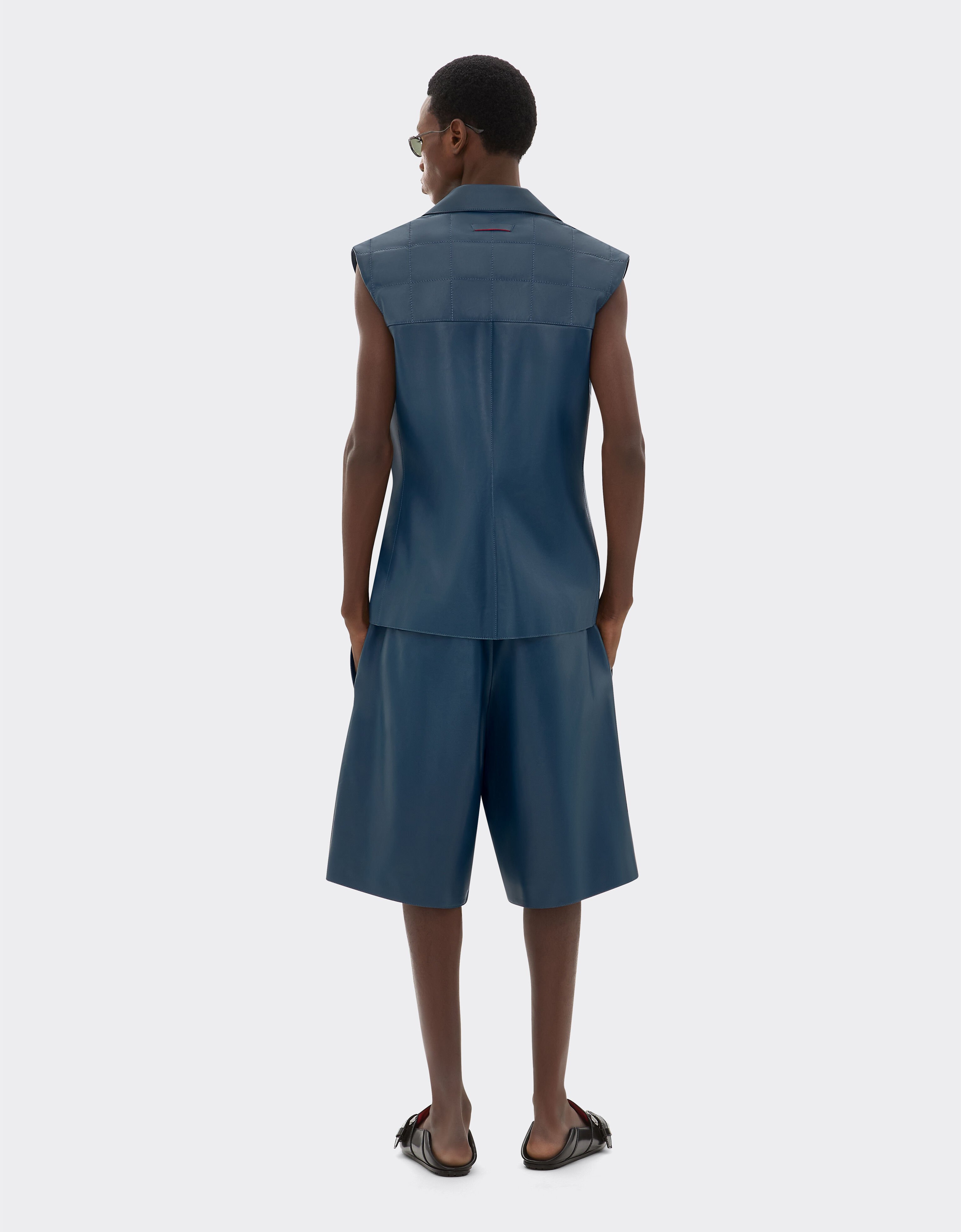Ferrari Bermuda shorts in semi-gloss nappa leather Peacock 22459f