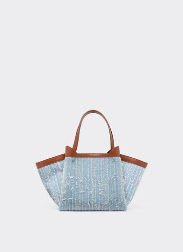 Ferrari Small tote bag in denim and leather Denim Blue 22425f