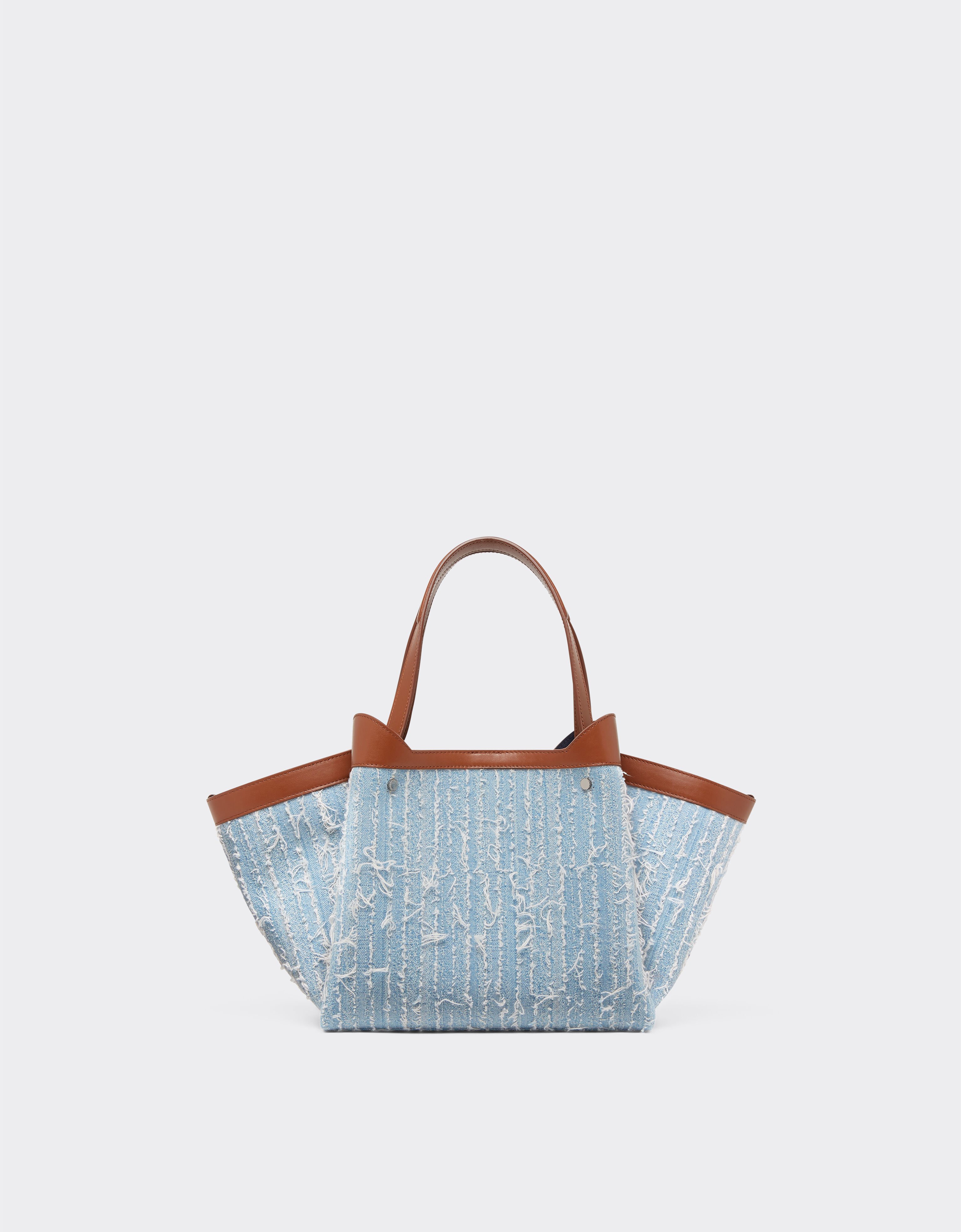 Ferrari Small tote bag in denim and leather Denim Blue 22425f