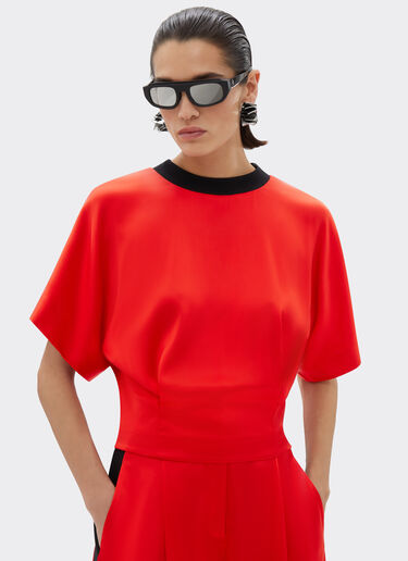 Ferrari T-shirt in stretch satin twill Rosso Dino 21636f