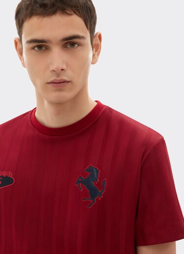 Ferrari Striped cotton T-shirt with Ferrari logo Maison Red 51023f