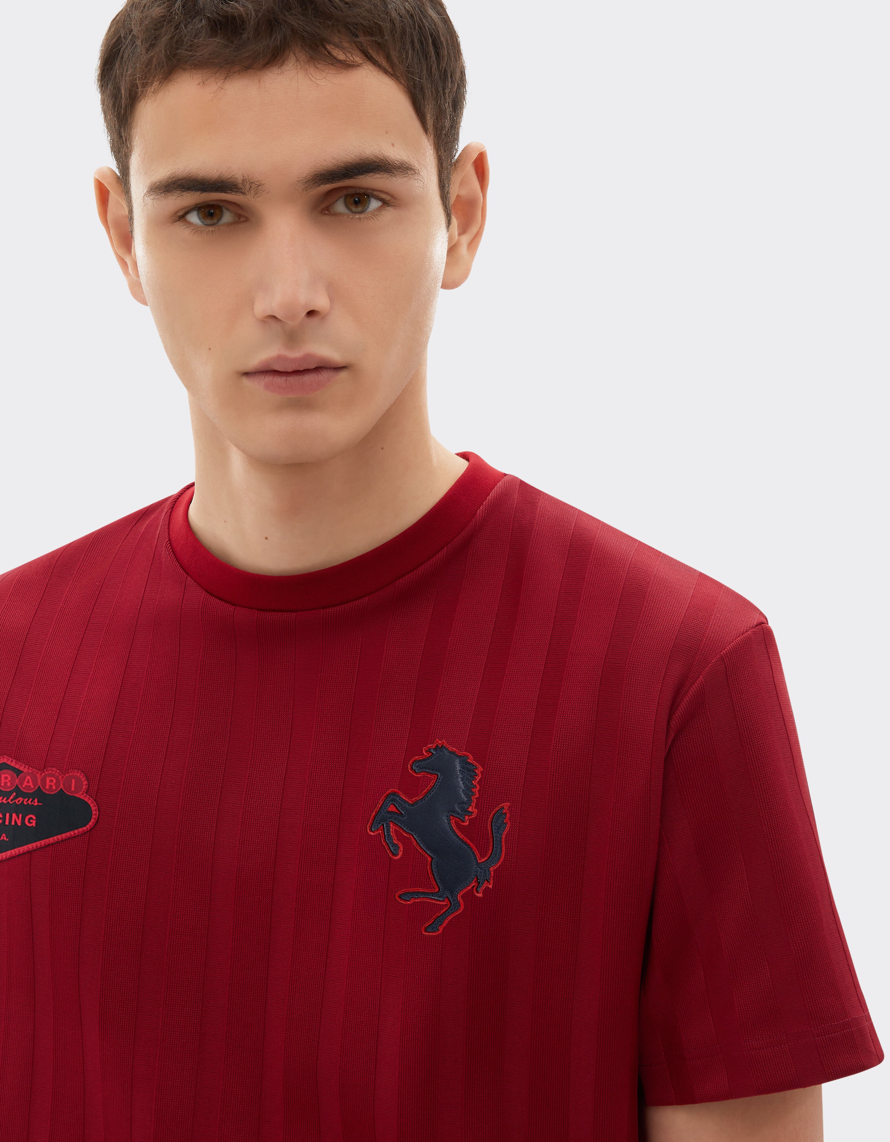 Ferrari Striped cotton T-shirt with Ferrari logo Maison Red 51023f
