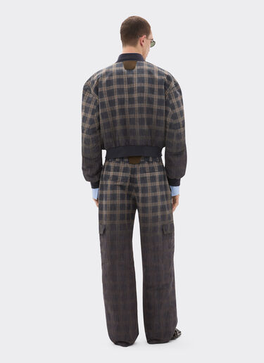 Ferrari Bomber in chiné check printed nylon Mahogany 22654f