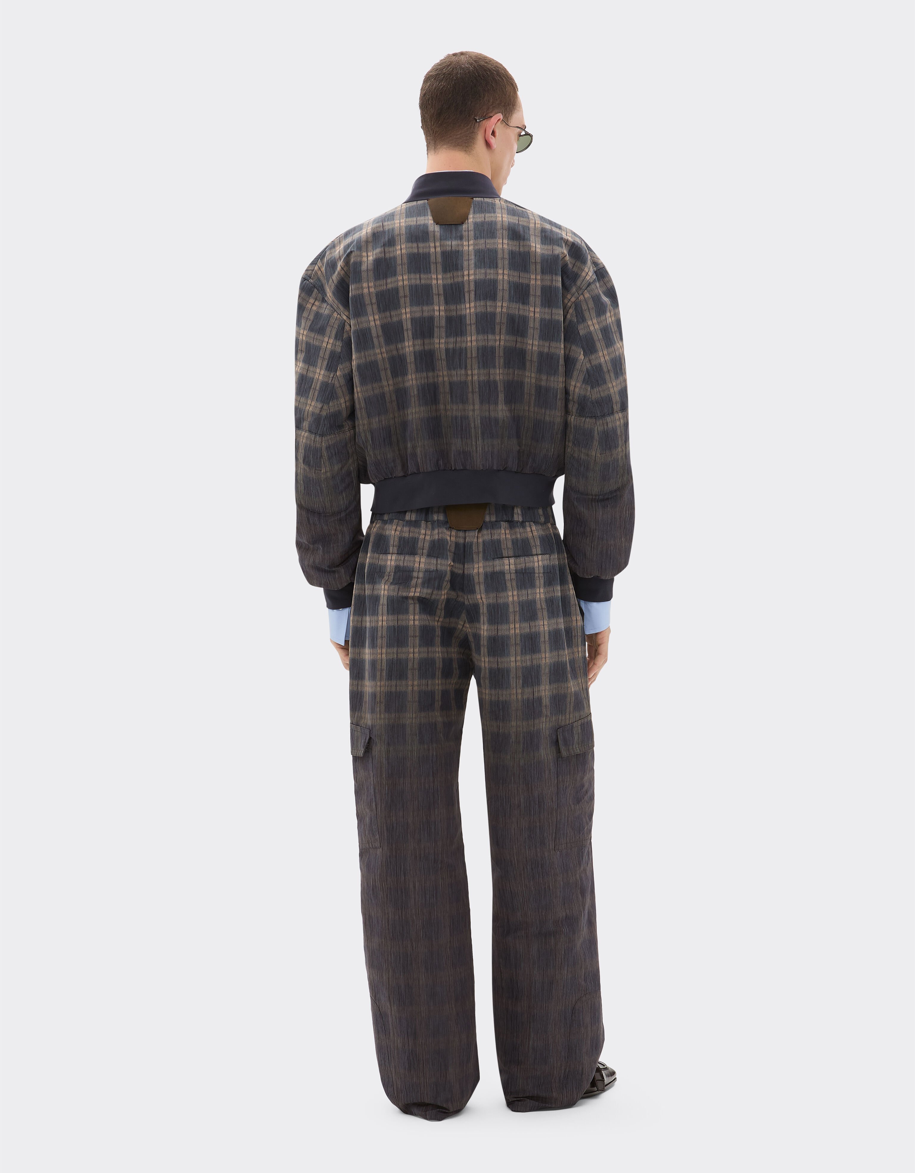 Ferrari Bomber in chiné check printed nylon Mahogany 22654f