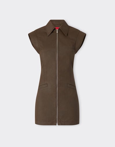 Ferrari Mini dress in technical gabardine with a vintage effect Khaki Green 49928f