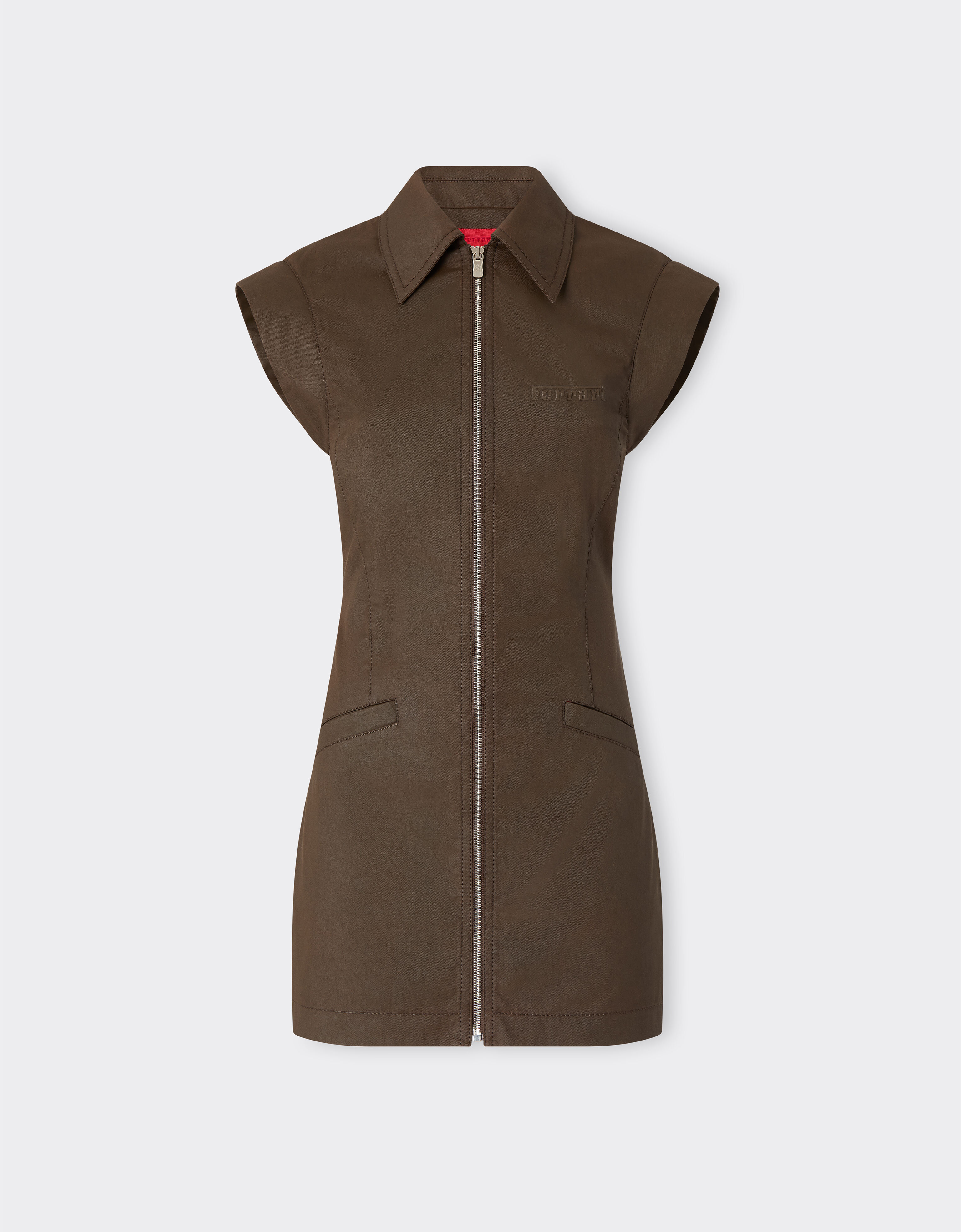 Ferrari Mini dress in technical gabardine with a vintage effect Khaki Green 49928f