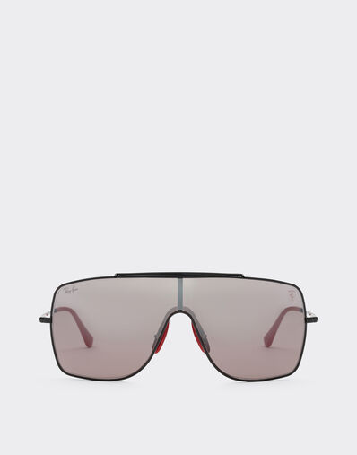 Ferrari Ray-Ban for Scuderia Ferrari RB3697MF in black metal with silver mirror purple gradient lens Black F1504f