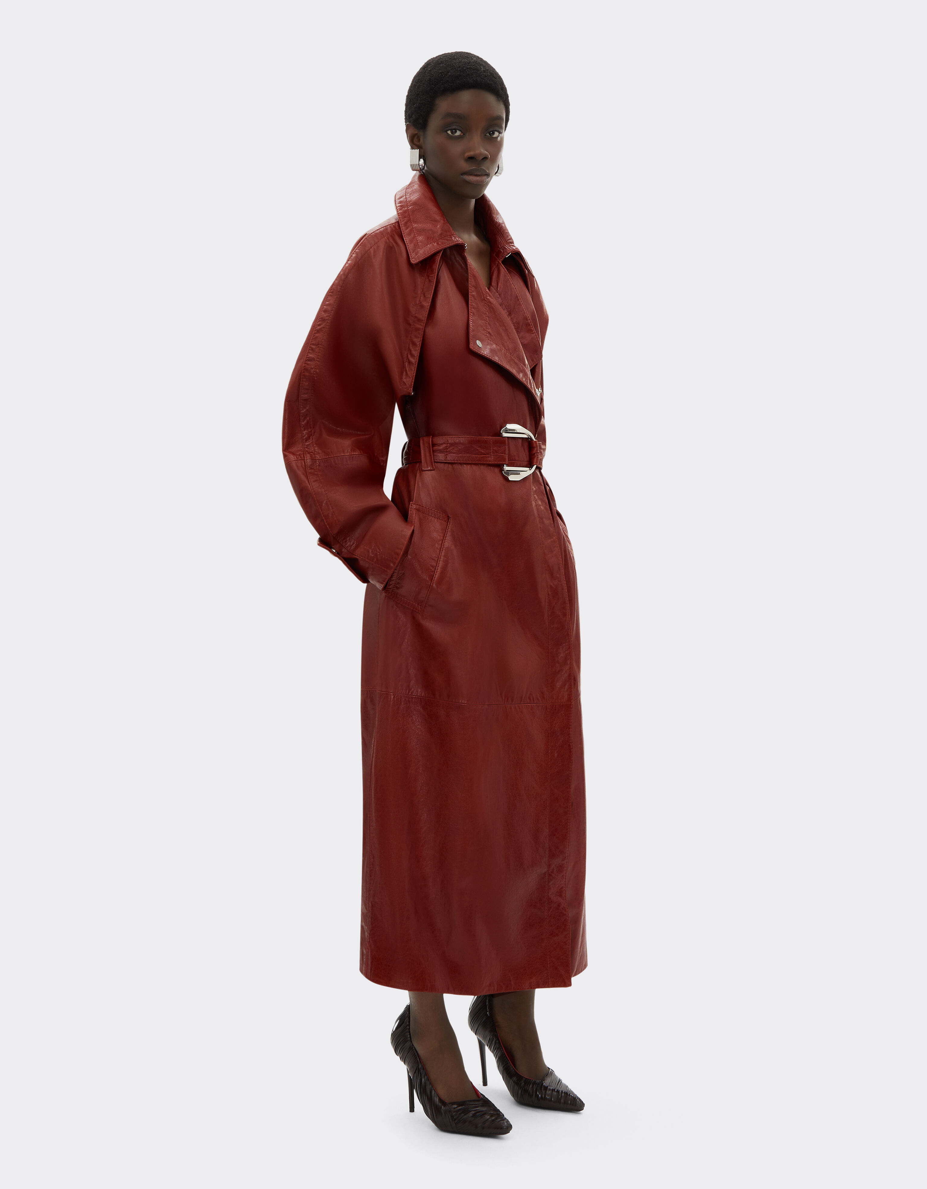 Ferrari Manteau en cuir ciré Fired Brick 51441f