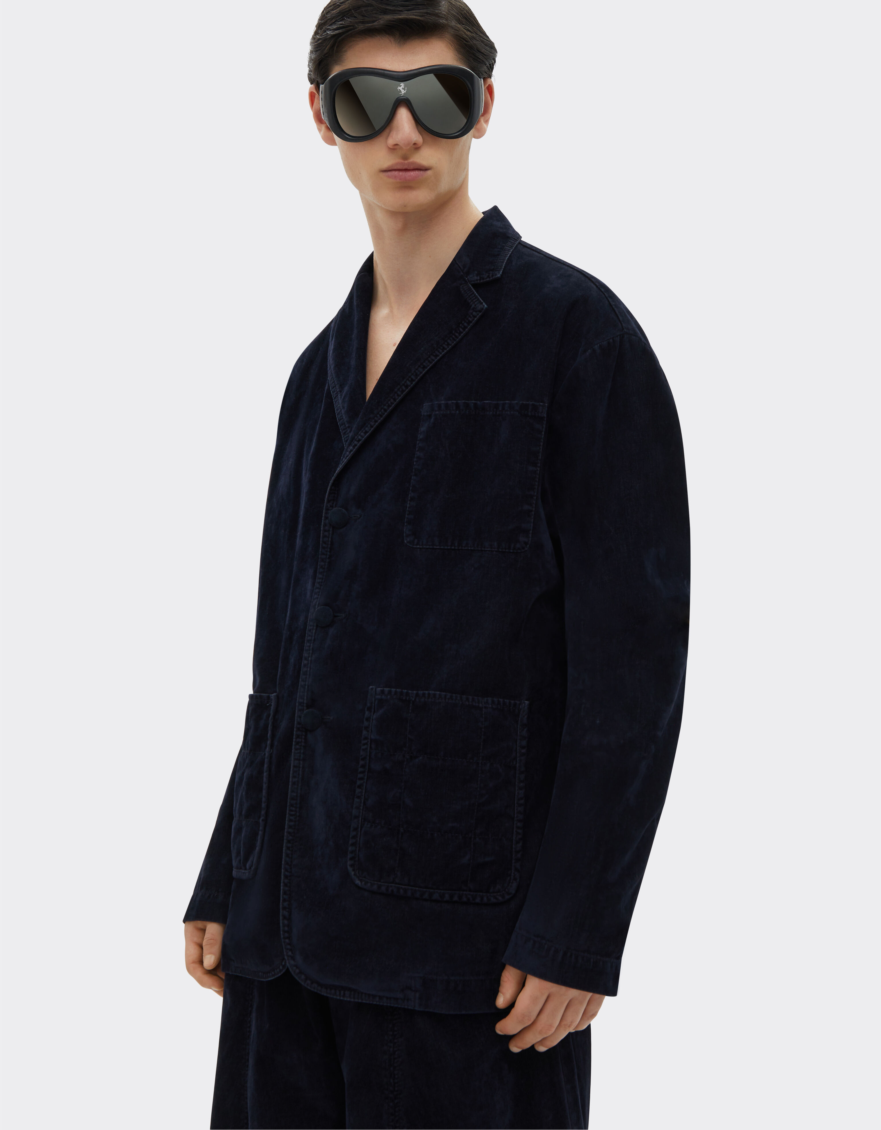 Veste en denim floque en Bleu marine pour homme Ferrari