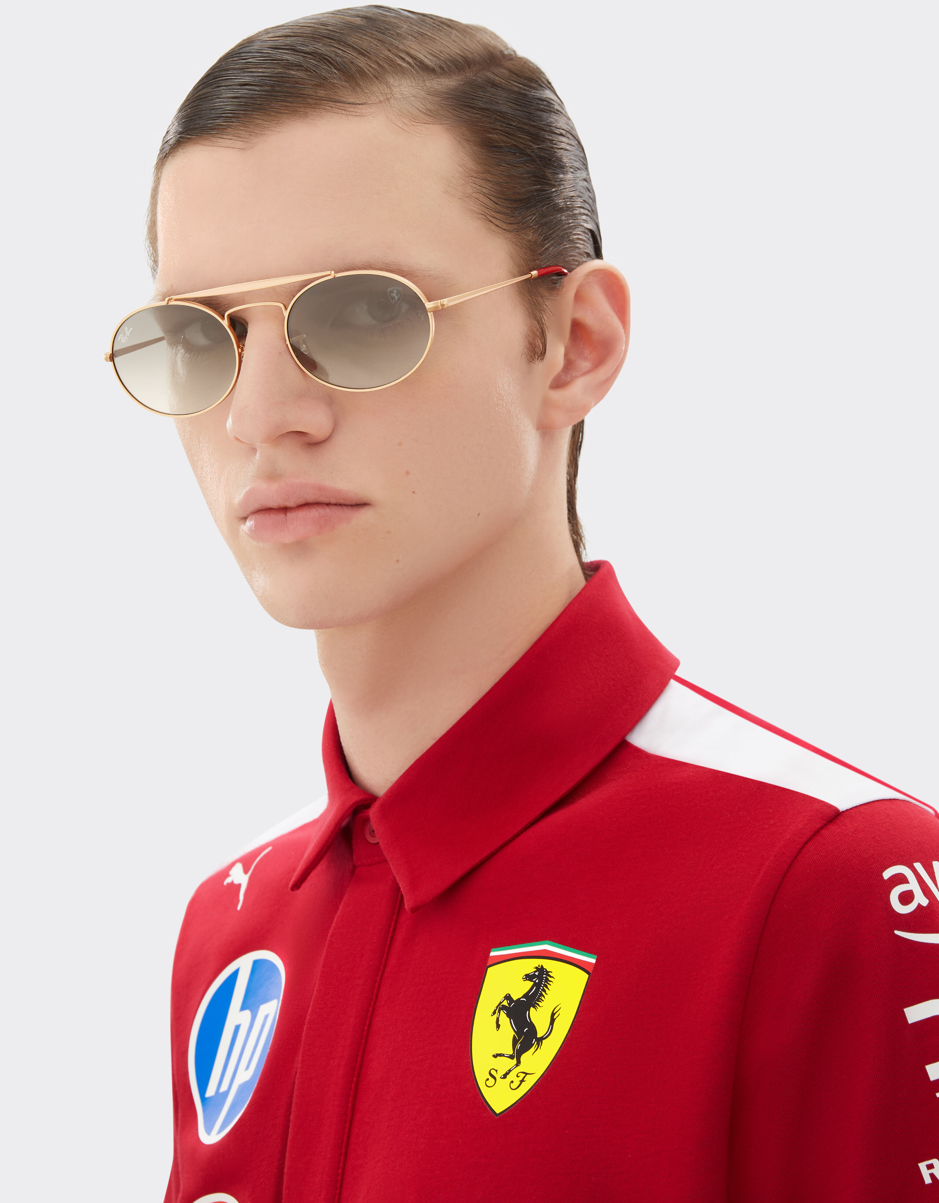 Ferrari Ray-Ban for Scuderia Ferrari RB3775M in rose gold metal with light grey gradient lenses Silver LA0EFf