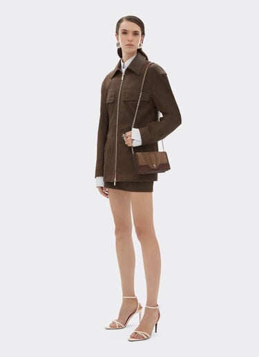 Ferrari Ferrari GT wallet in shaded nubuck with chain shoulder strap Clay 50395f