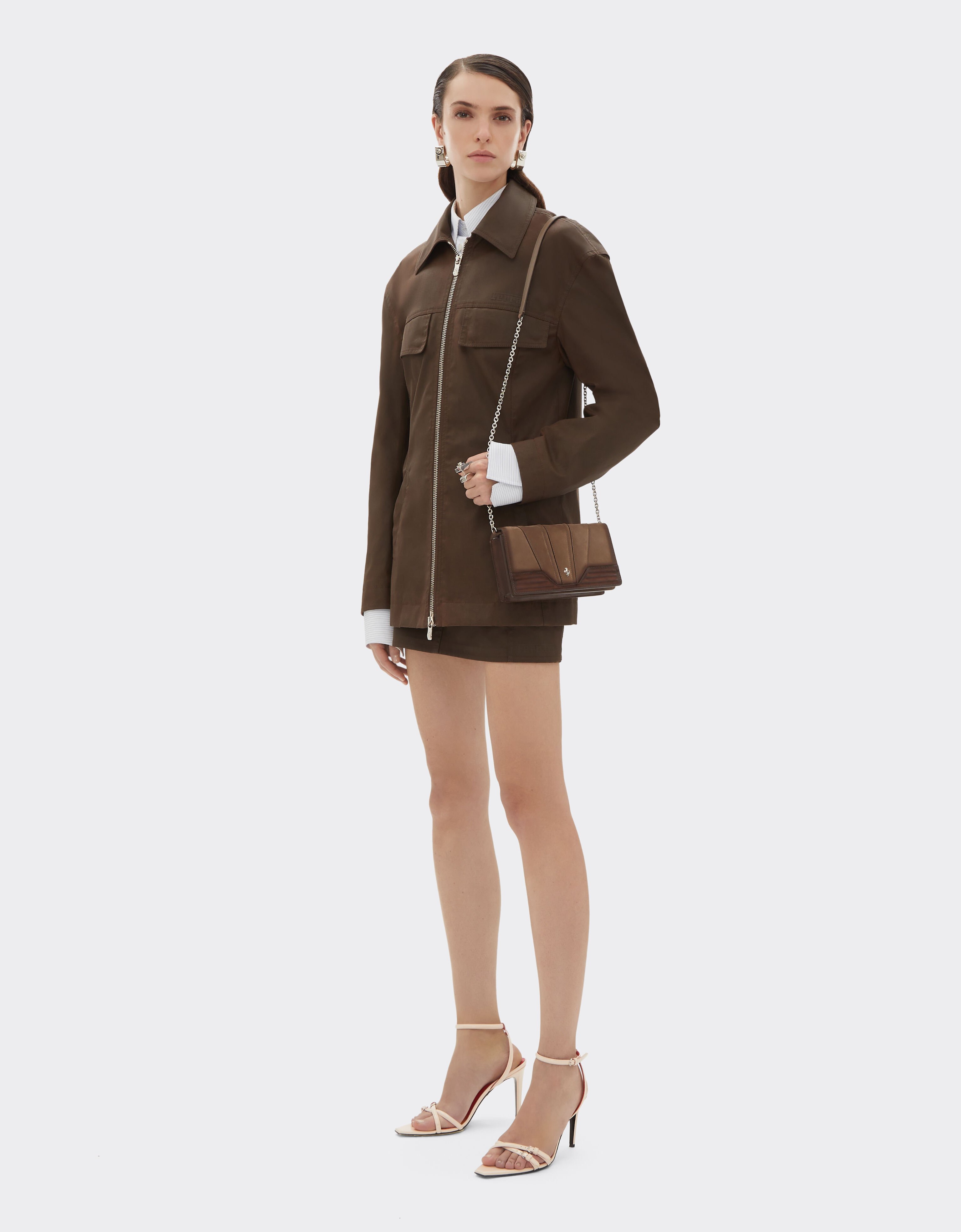 Ferrari Ferrari GT wallet in shaded nubuck with chain shoulder strap Clay 50395f