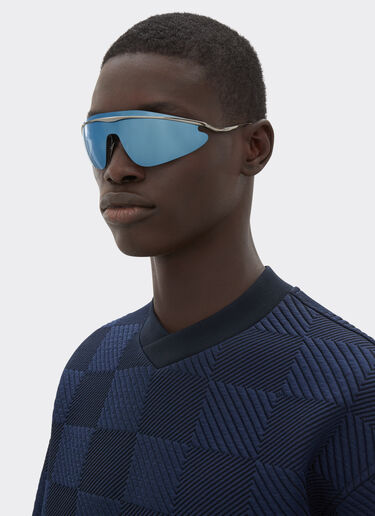 Ferrari Ferrari shield sunglasses in gunmetal grey with blue mirror lens Dark Grey F1531f