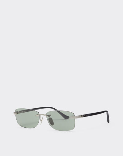 Ferrari Ferrari sunglasses in  brushed silver titanium and acetate with green lenses Silver LA0L7f