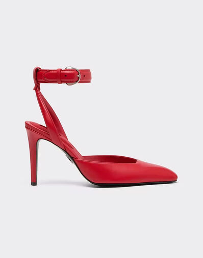 Ferrari Sandalia de piel con tacón Rosso Magma CSWSA0011XL00003f