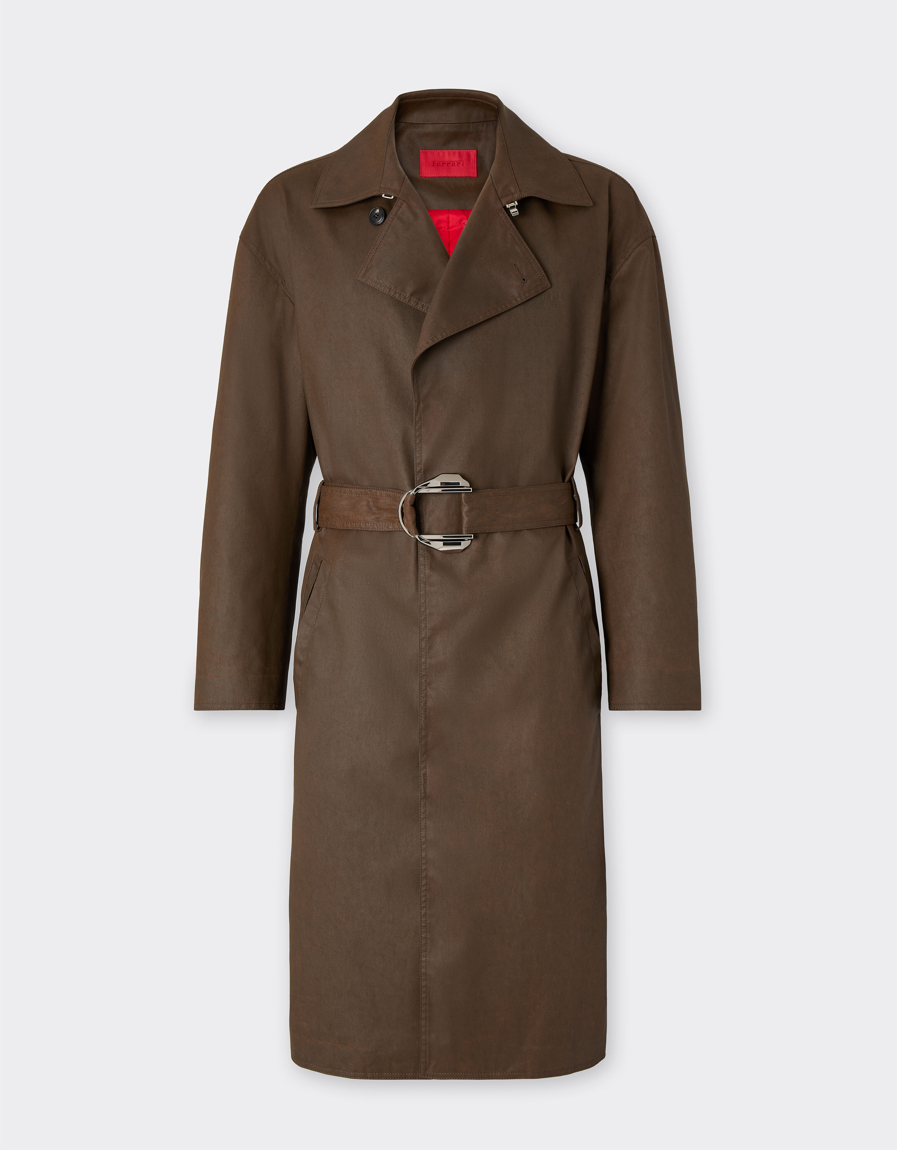 Ferrari Vintage-effect technical gabardine trench coat Khaki Green 49923f