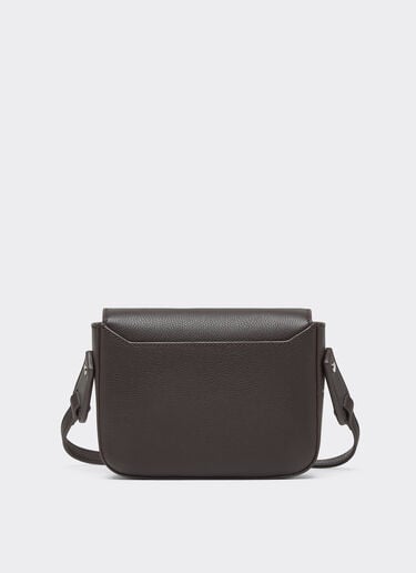 Ferrari Mini messenger bag en piel martillada Dark brown 50582f