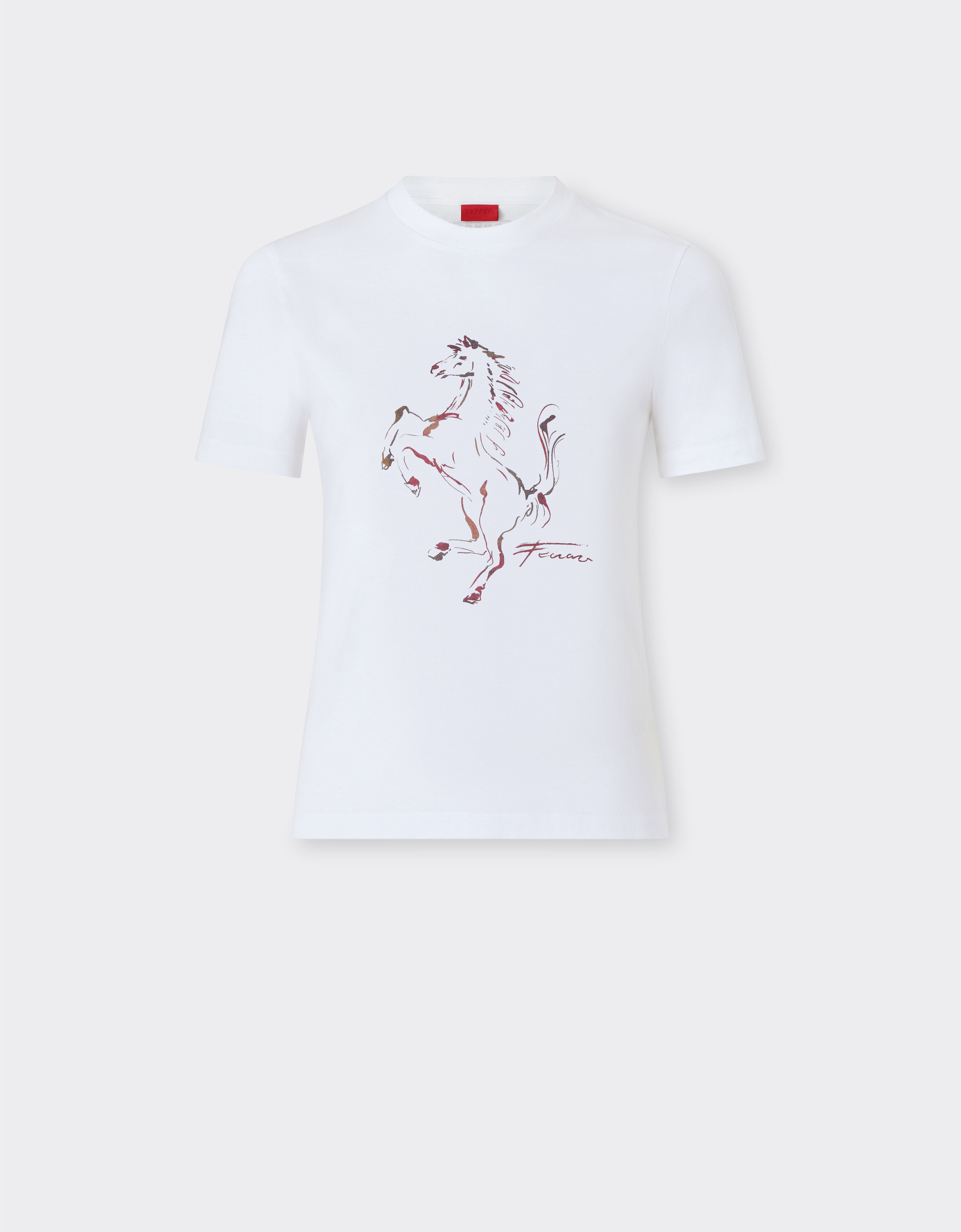 Ferrari Cotton T-shirt with Prancing Horse print Optical White 51034f