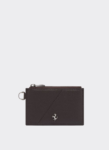 Ferrari Grained leather card case with zip Dark Brown 20625f