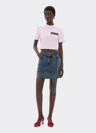 Ferrari Cropped T-shirt with Ferrari patch Wisteria 22837f