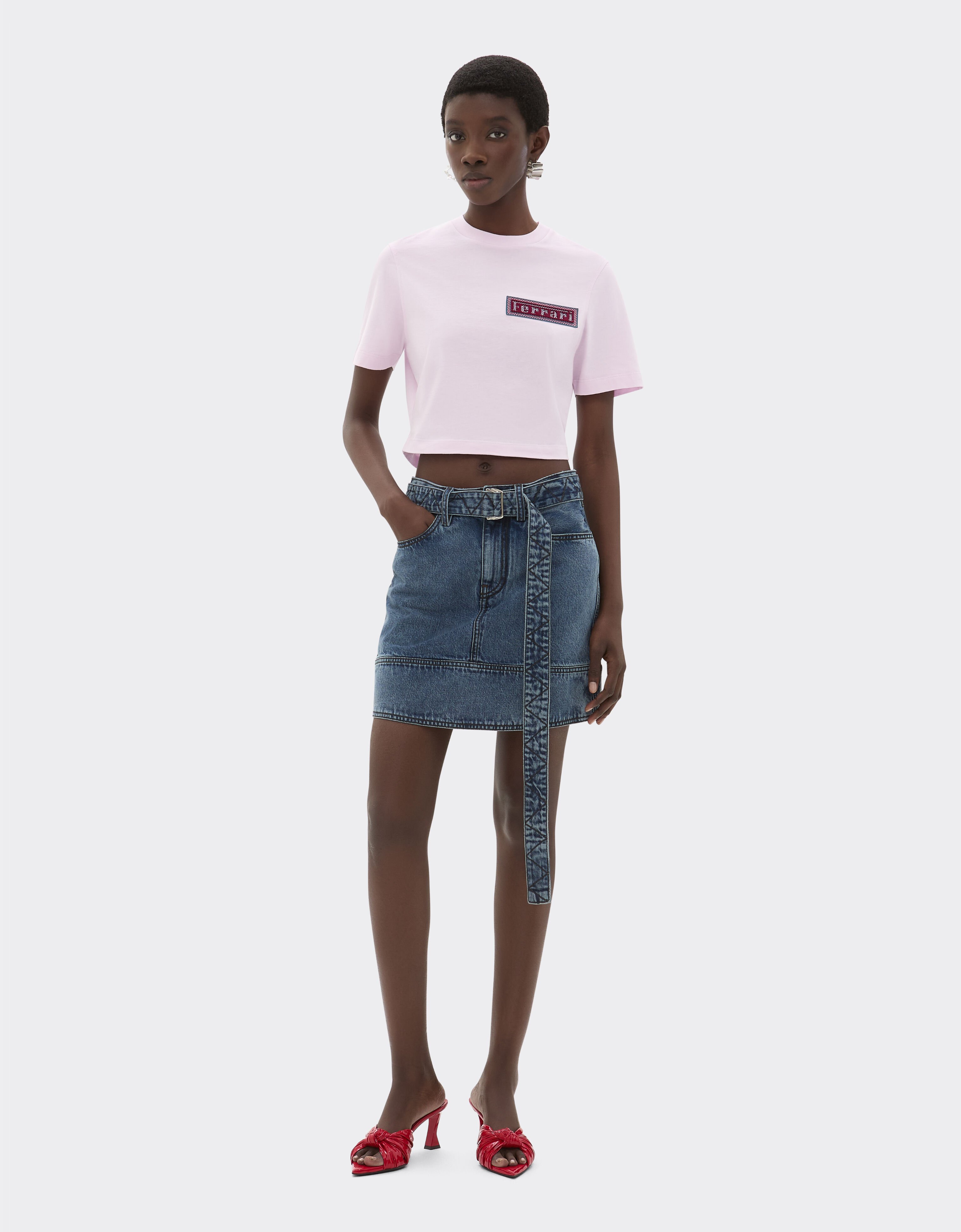 Ferrari Cropped T-shirt with Ferrari patch Wisteria 22837f