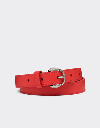 Ferrari Thin leather belt with Prancing Horse detail Black 21971f