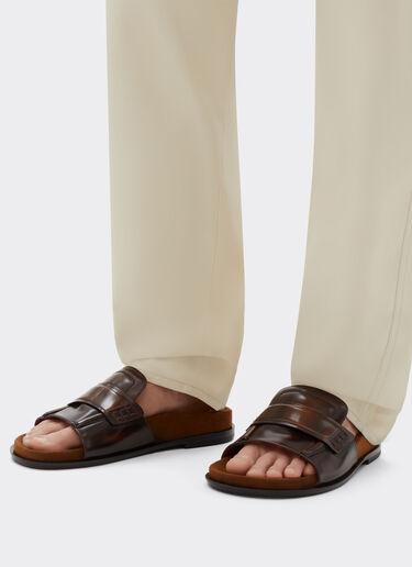 Ferrari Slide loafers in brushed leather Brown 22017f