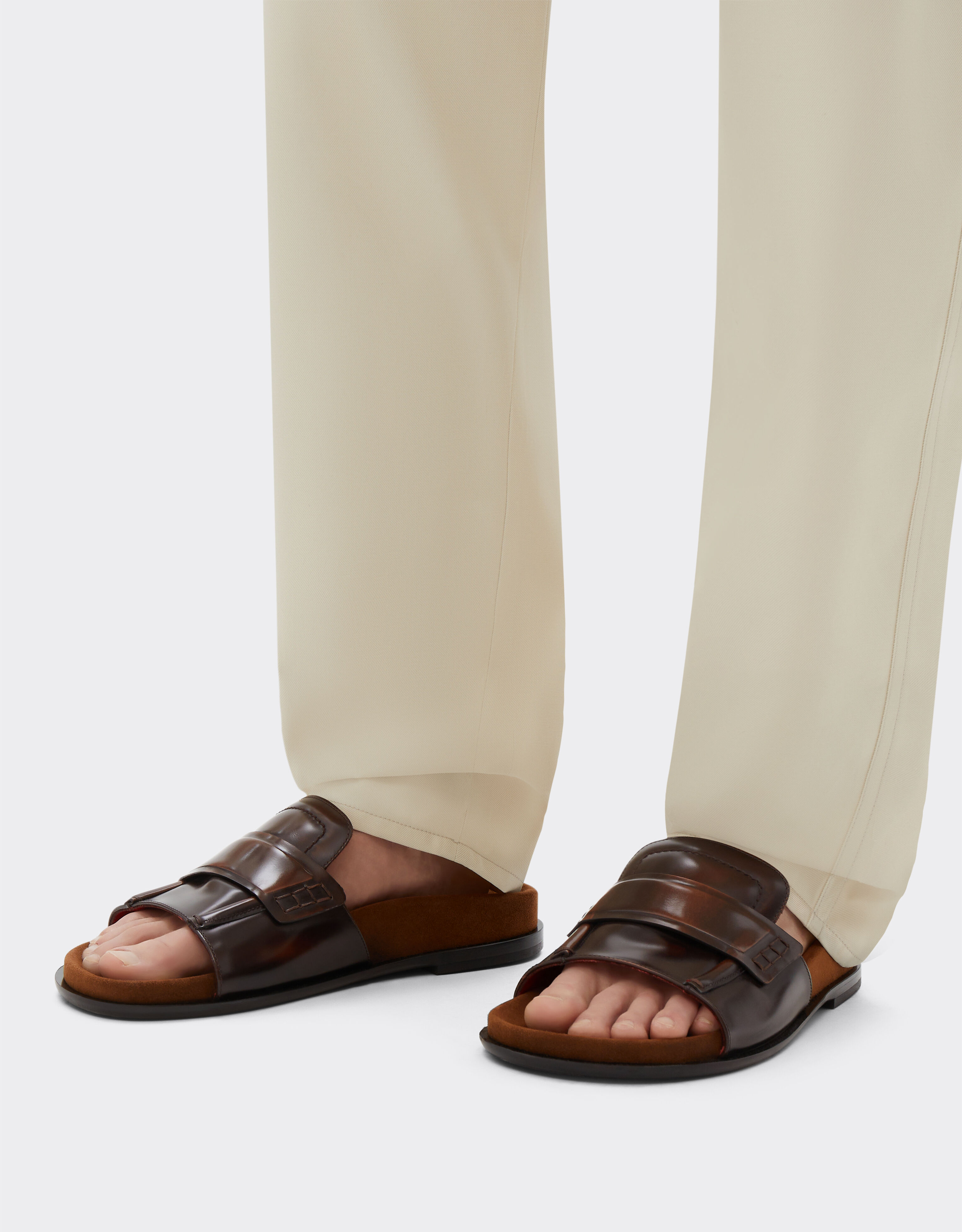 Ferrari Slide loafers in brushed leather Brown 22017f