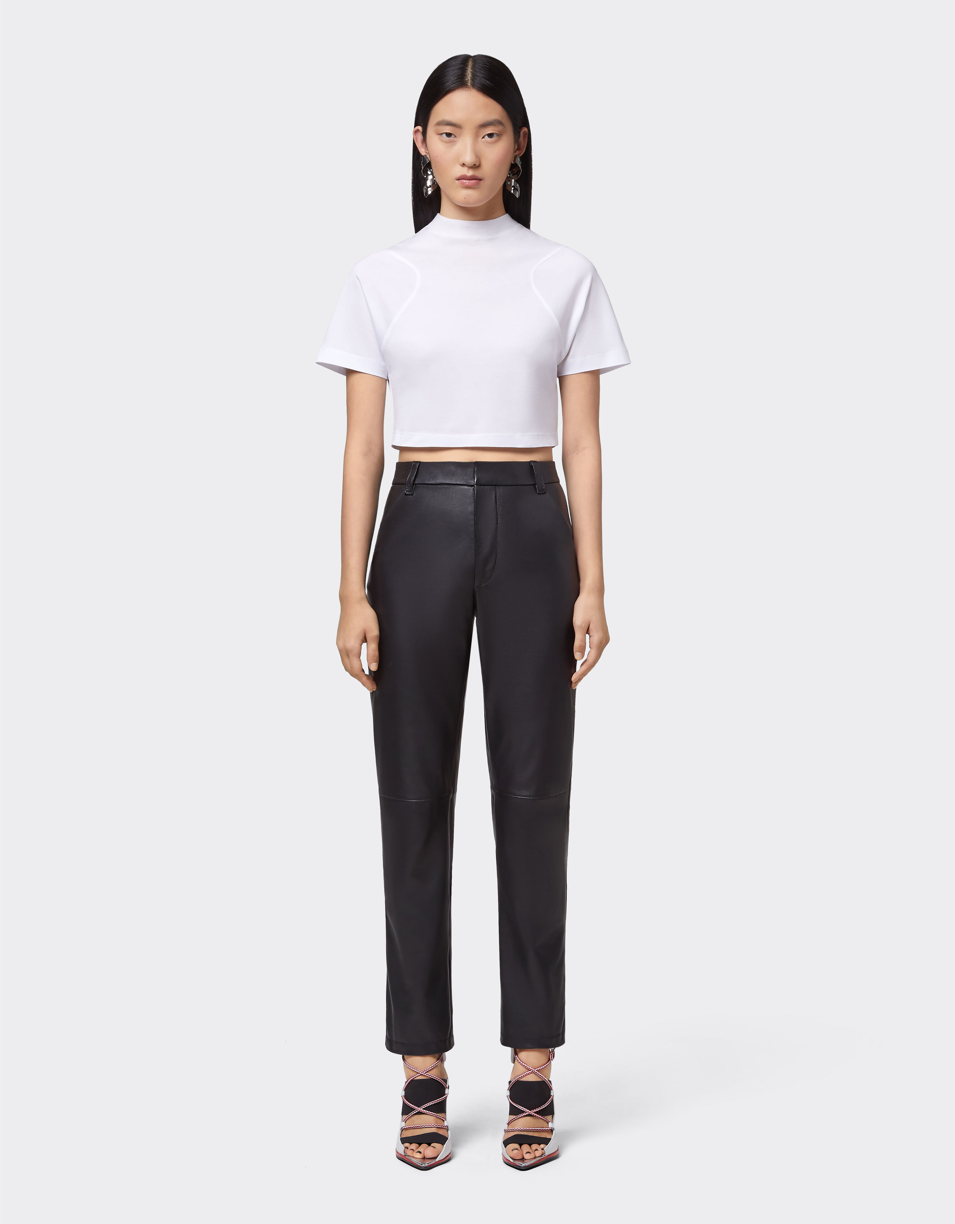 Ferrari Cropped T-shirt in solid-colour jersey Optical White 20196f