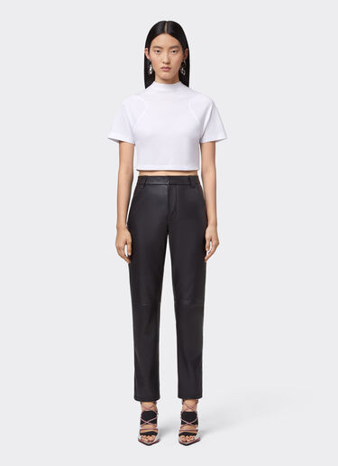Ferrari Cropped T-shirt in solid-colour jersey Optical White 20196f