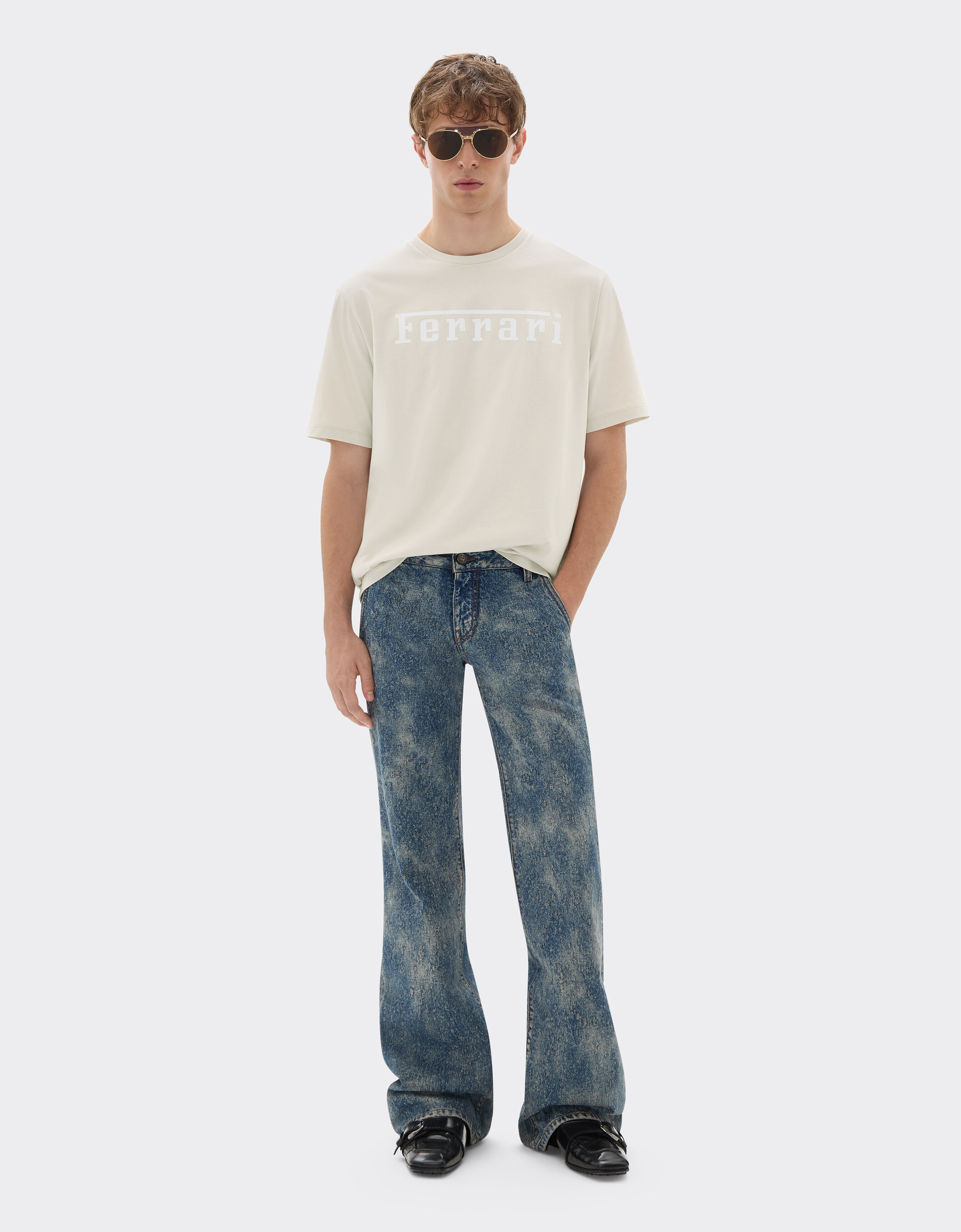 Ferrari Cotton T-shirt with Ferrari logo Chalk 21179f